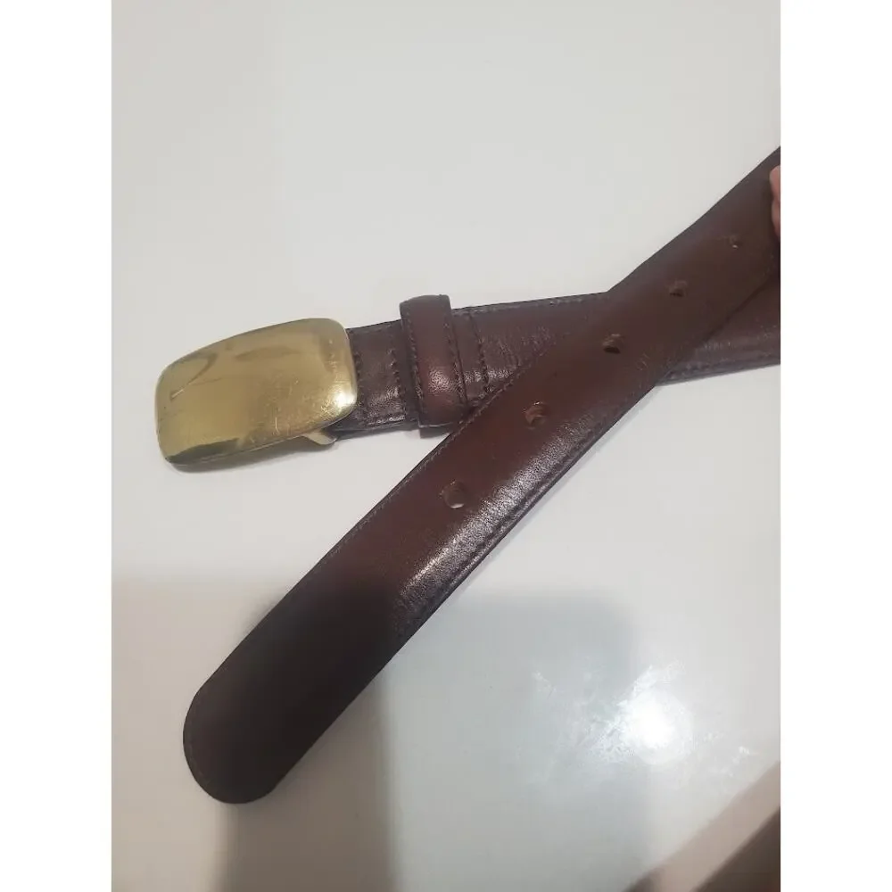 Vintage Dooney & Bourke Brass and Leather Belt Size 34/35
